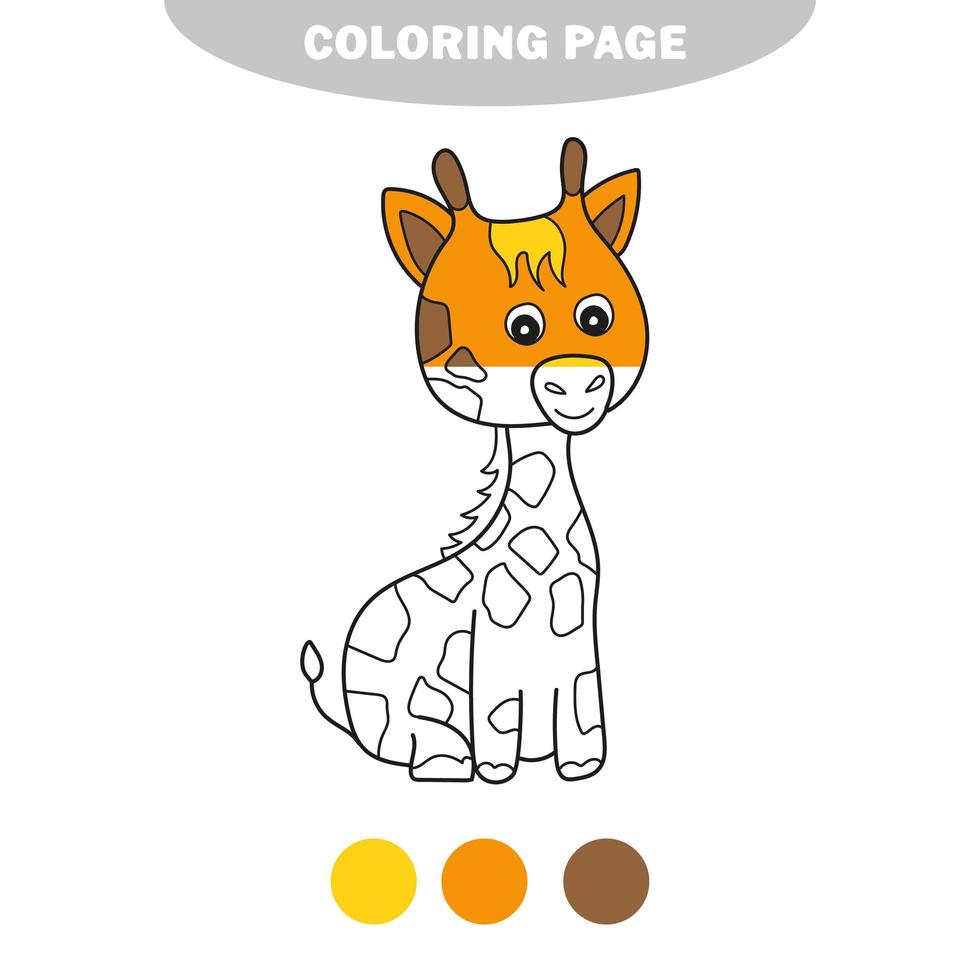 página para colorir simples. esboço clip-art para colorir - girafa vetor