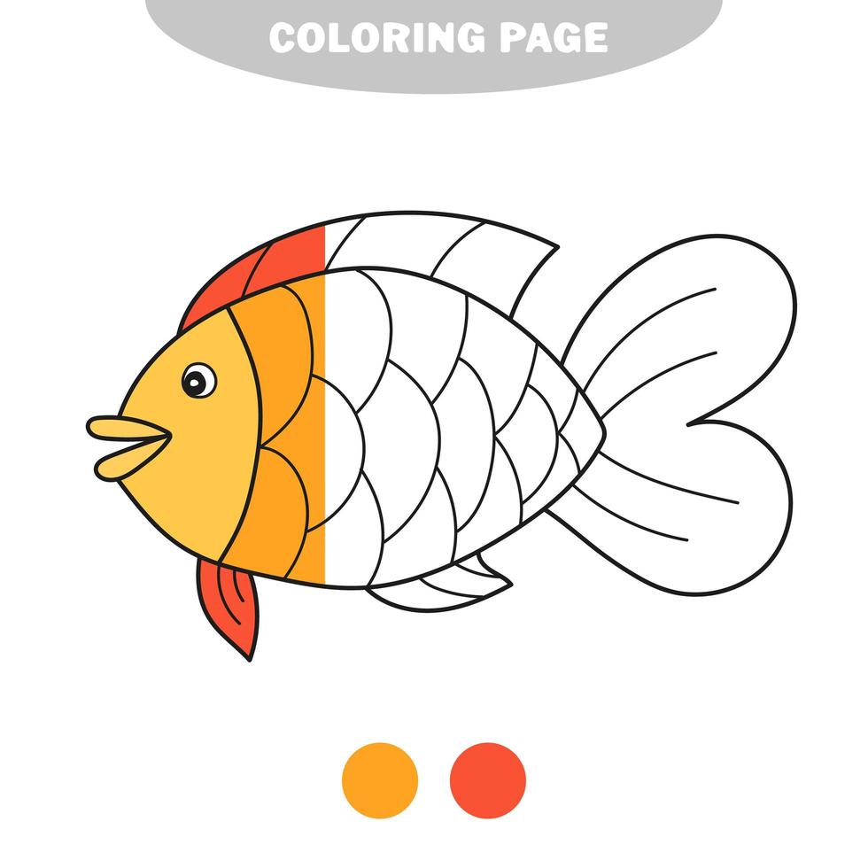 página para colorir simples. planilha de desenho para crianças em idade pré-escolar - peixes vetor