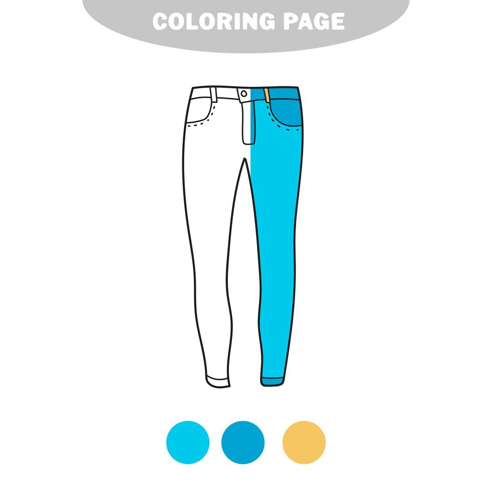 página para colorir simples. livro de colorir para crianças, jeans para meninas vetor