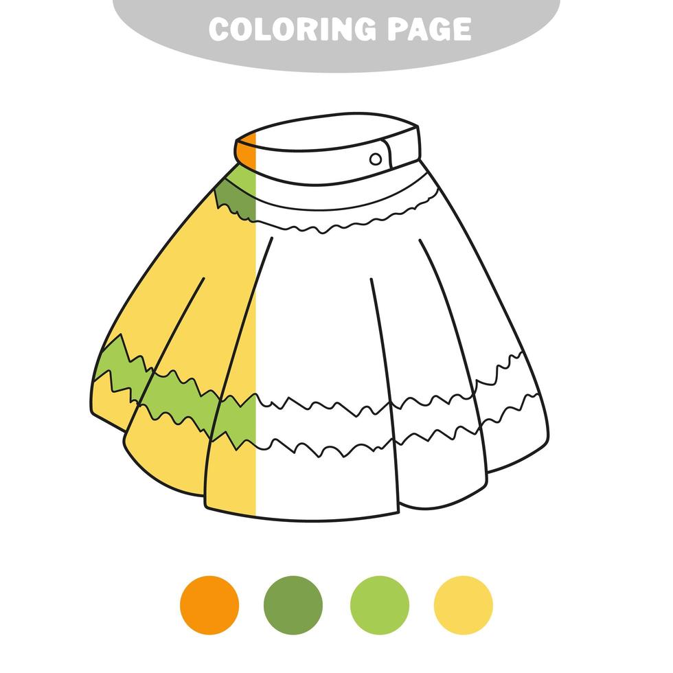 página para colorir simples. saia para ser colorida, o livro de colorir vetor