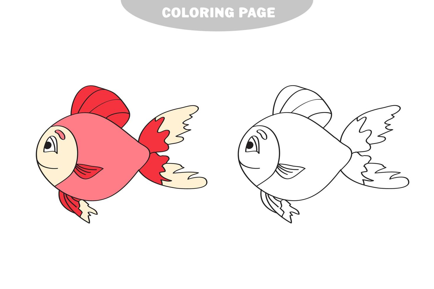 página para colorir simples. planilha de desenho para crianças em idade pré-escolar - peixes vetor