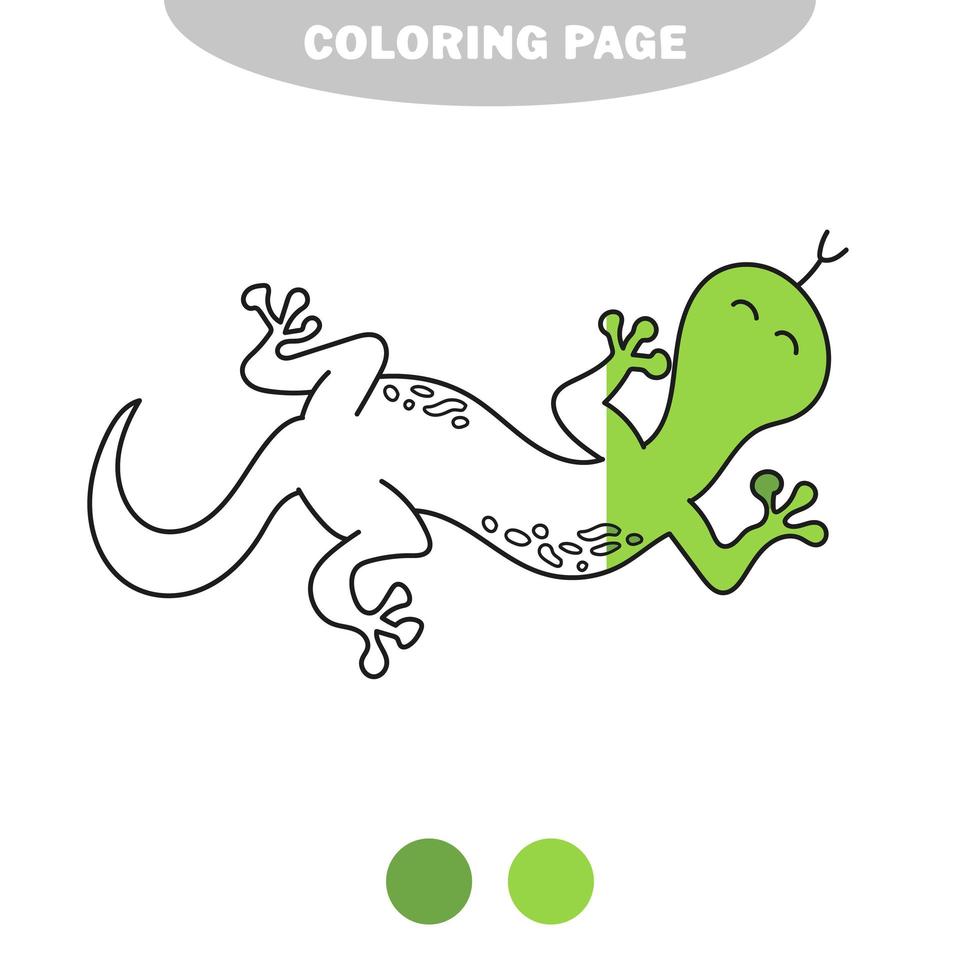 página para colorir simples. lagarto para crianças no estilo doodle. desenho vetorial em branco vetor