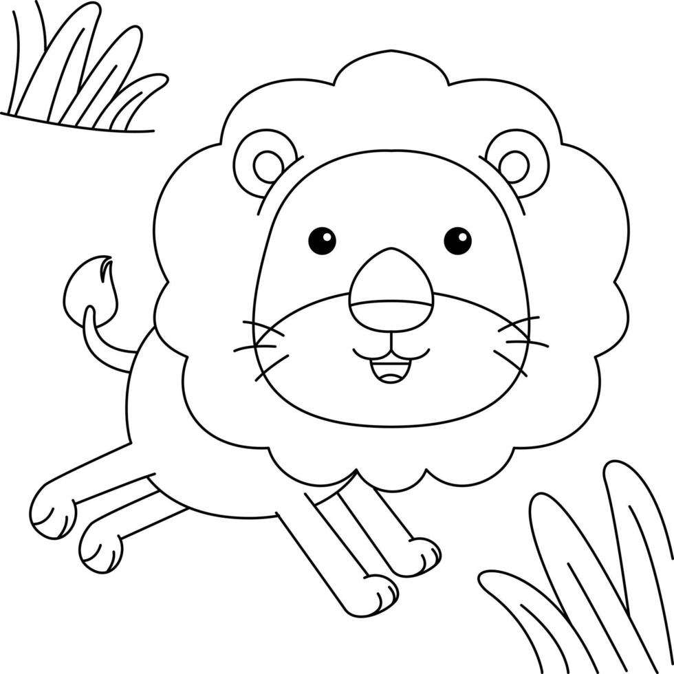 colorir doodle leão para crianças vetor