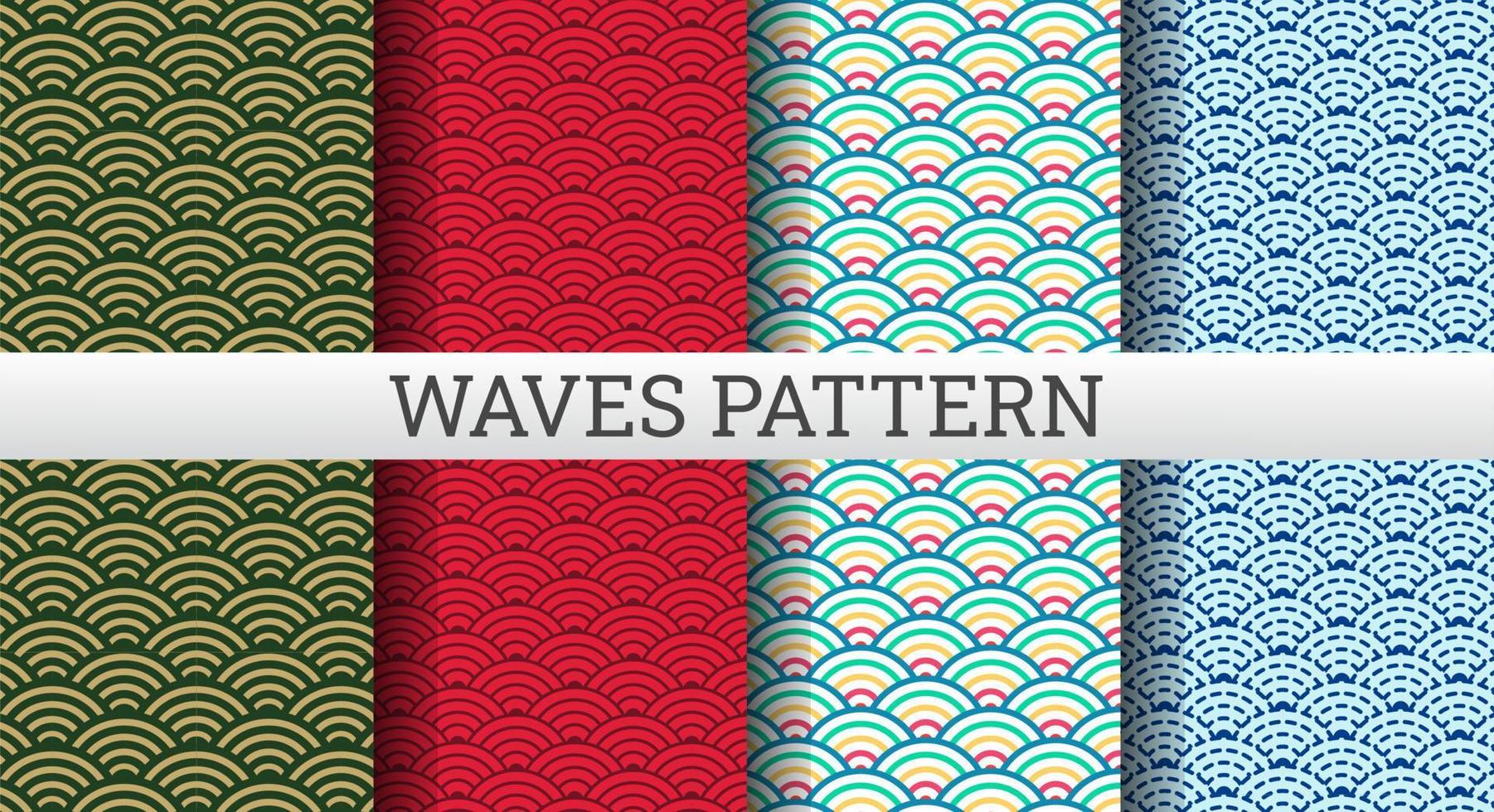 conjunto de padrão de ondas japonesas vetor