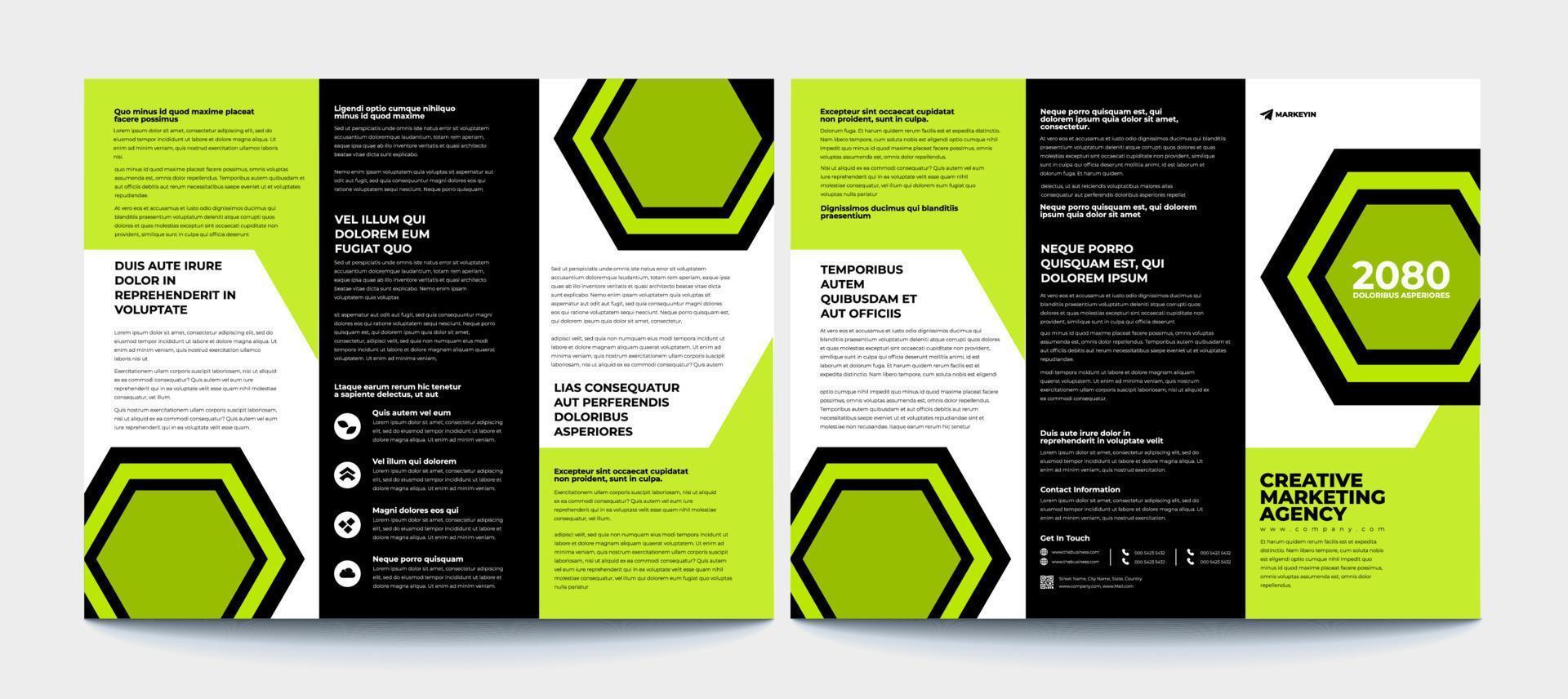 design de brochura, modelo de brochura, criativo com três dobras, brochura de tendências vetor