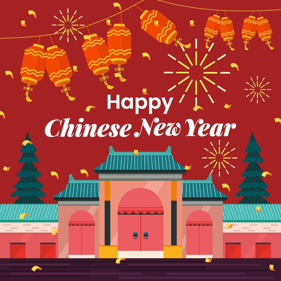 conceito de celebração da lanterna do ano novo chinês vetor