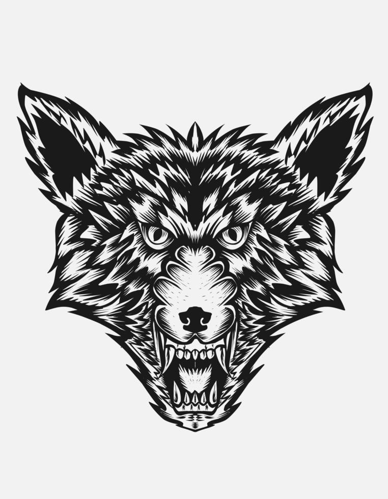 ilustração vetorial cabeça de lobo cara zangada vetor