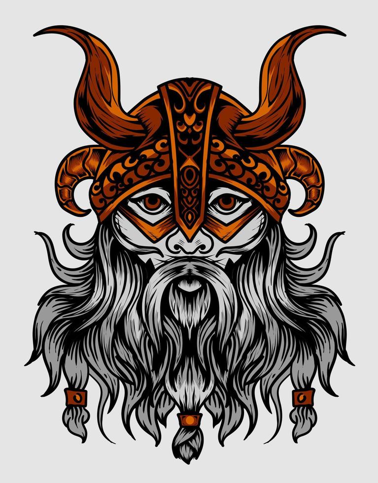 ilustração vetorial cabeça viking em fundo branco vetor