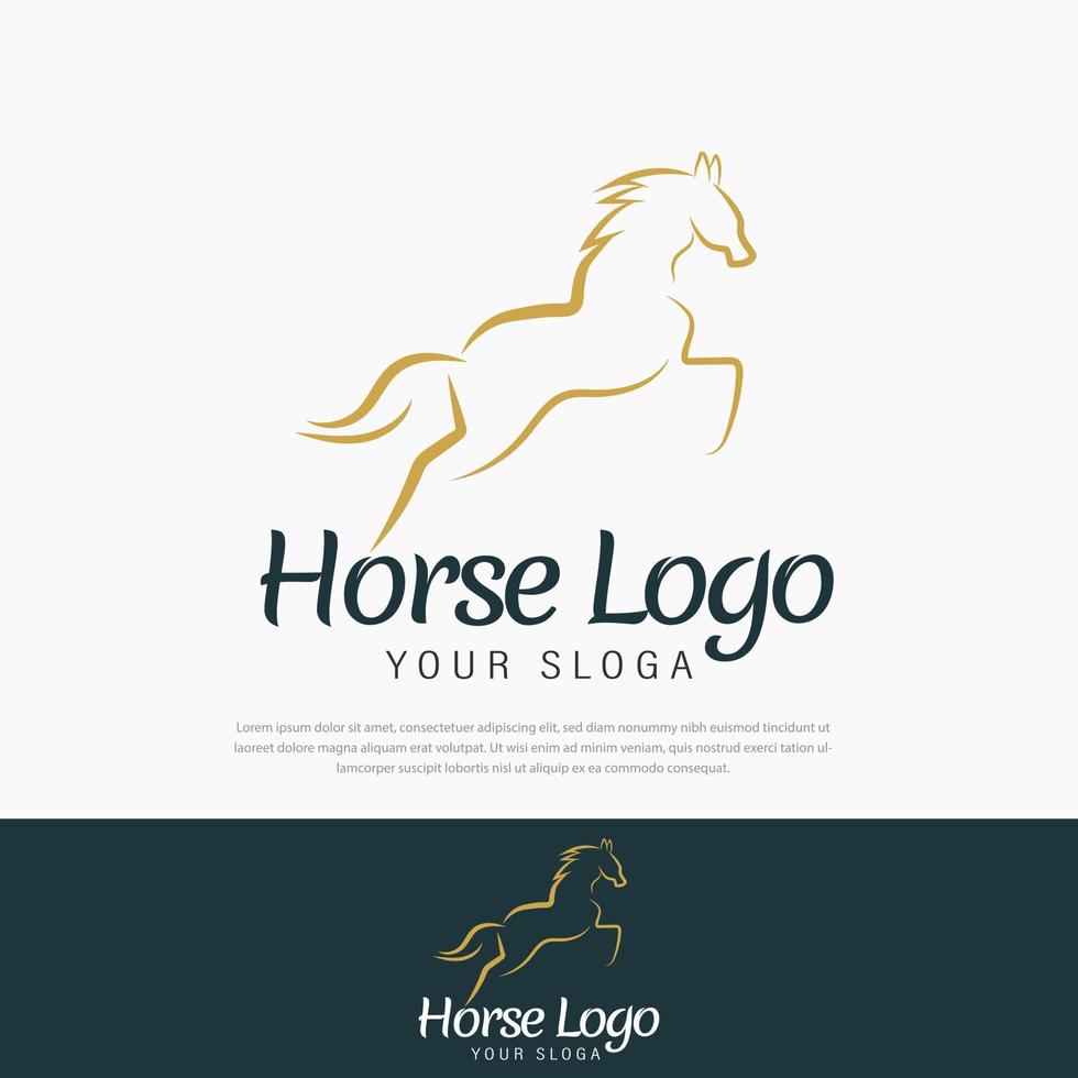 Cavalo pulando ou correndo design de logotipo de símbolo com