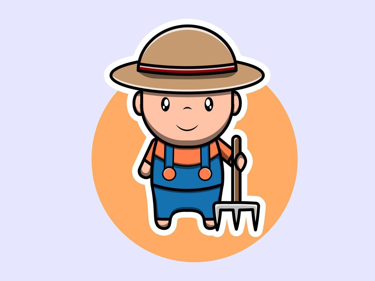 bonito agricultor personagem ícone ilustração vetorial. design plano isolado. vetor