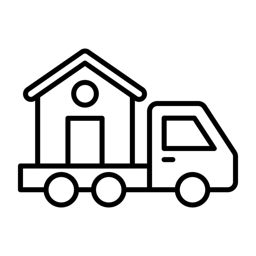 ícone de linha de realocação de casa vetor