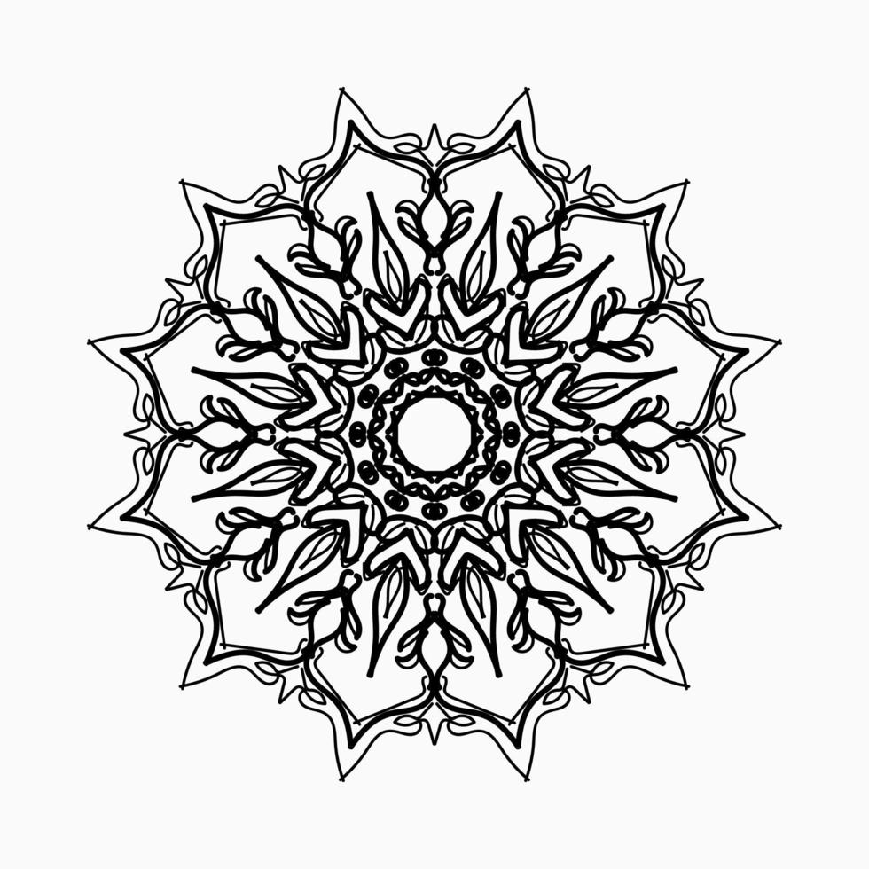 padrão circular em forma de mandala com flor para decoração de tatuagem de mandala de henna. vetor