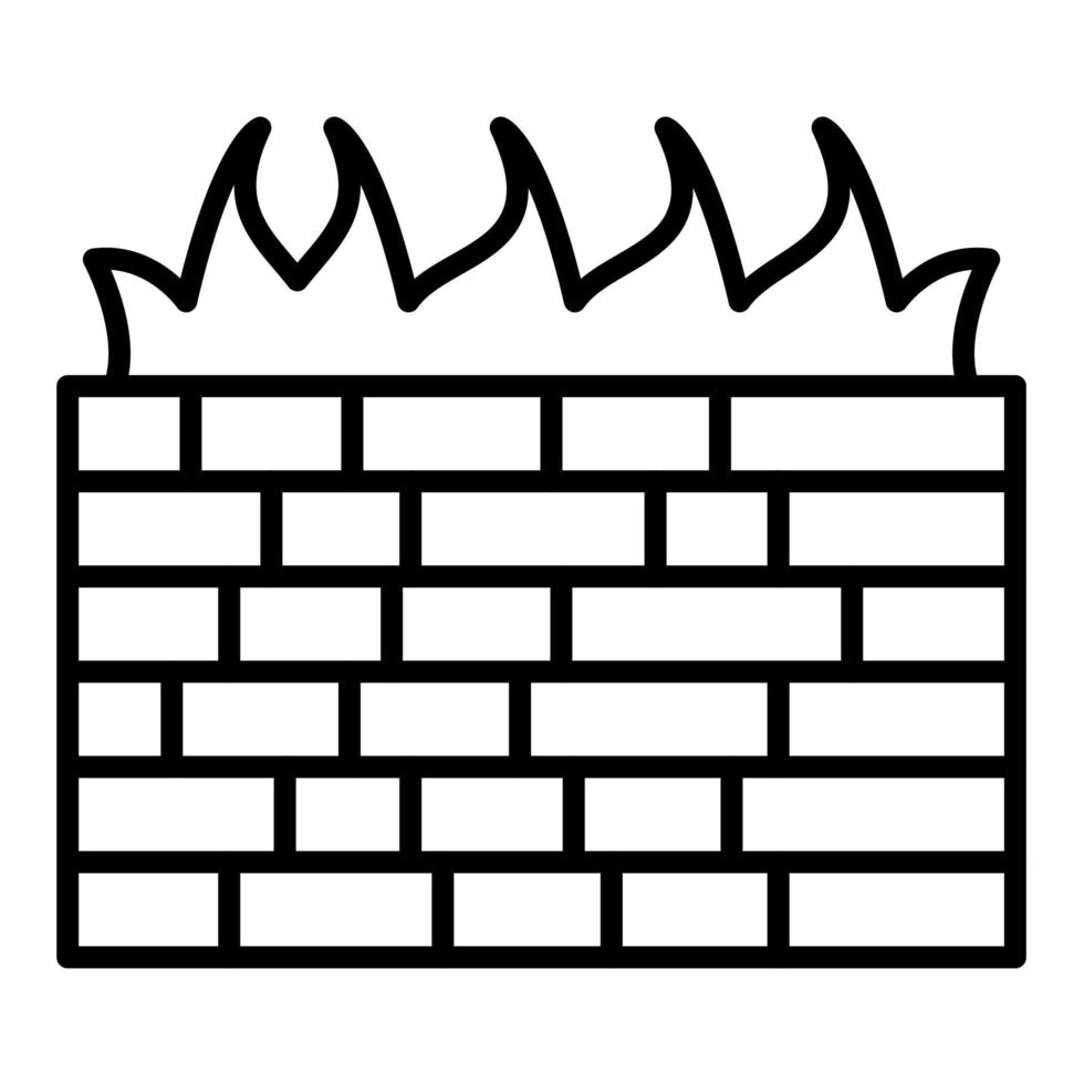 ícone de linha de firewall de computador vetor