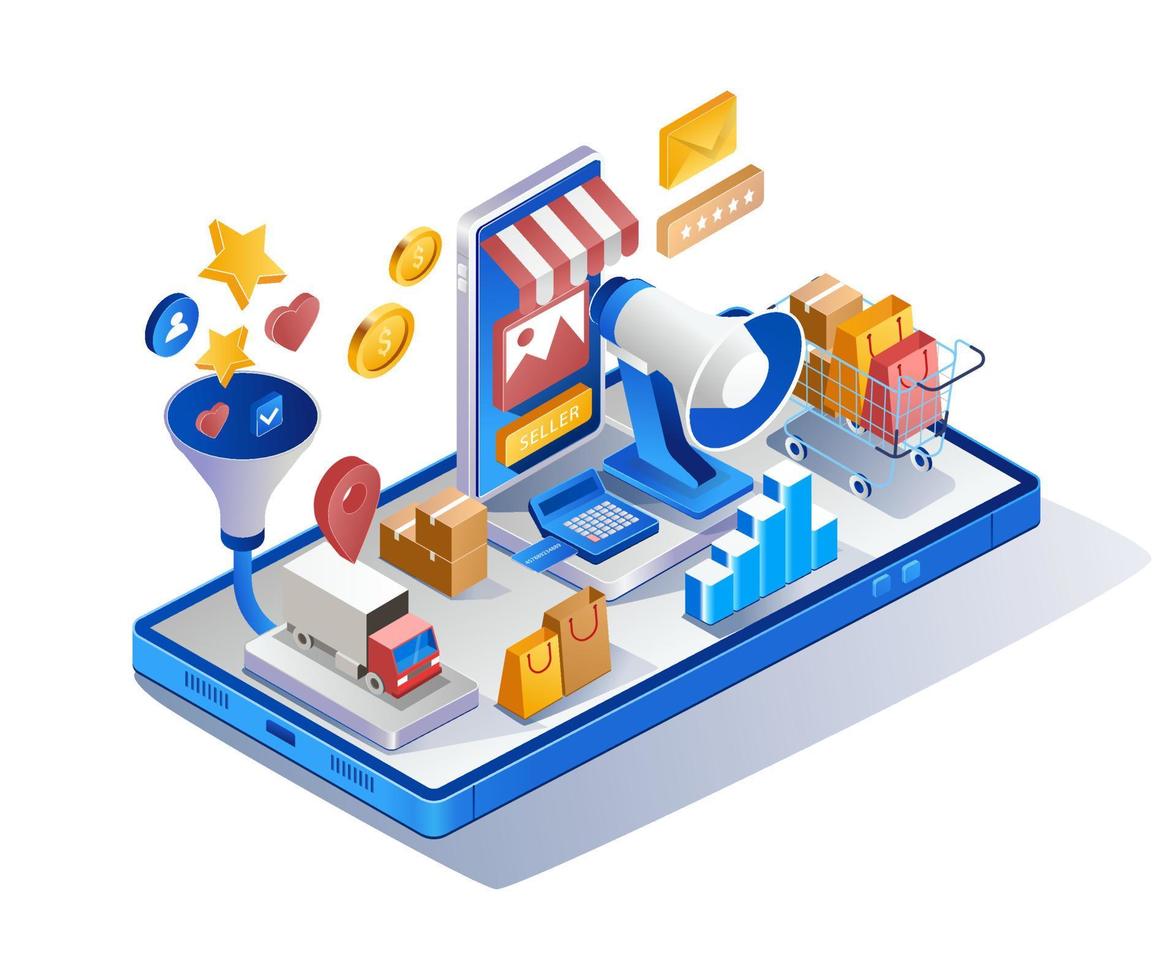 compras online e pagamento com e-commerce vetor