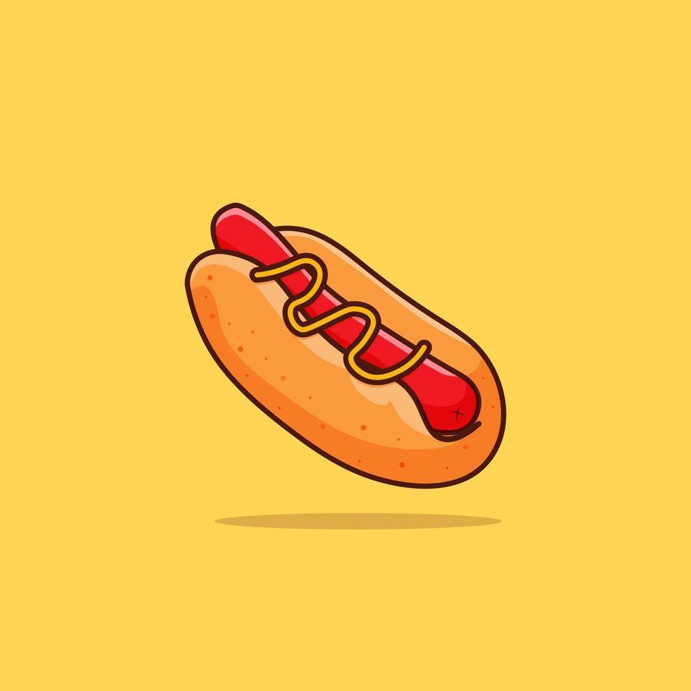 ilustração do ícone do vetor dos desenhos animados de cachorro-quente. conceito de ícone de comida vetor isolado. estilo cartoon plana