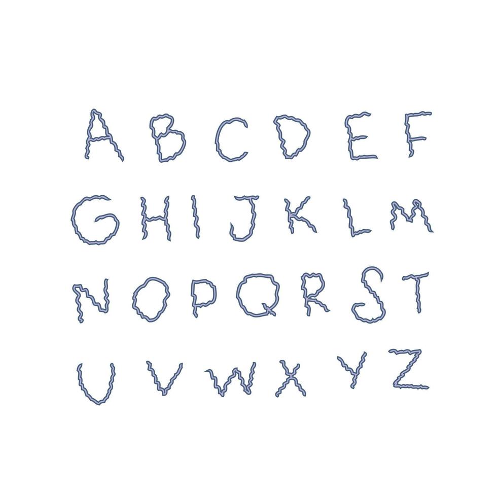 doodle conjunto de alfabeto artístico de letras em inglês. vetor