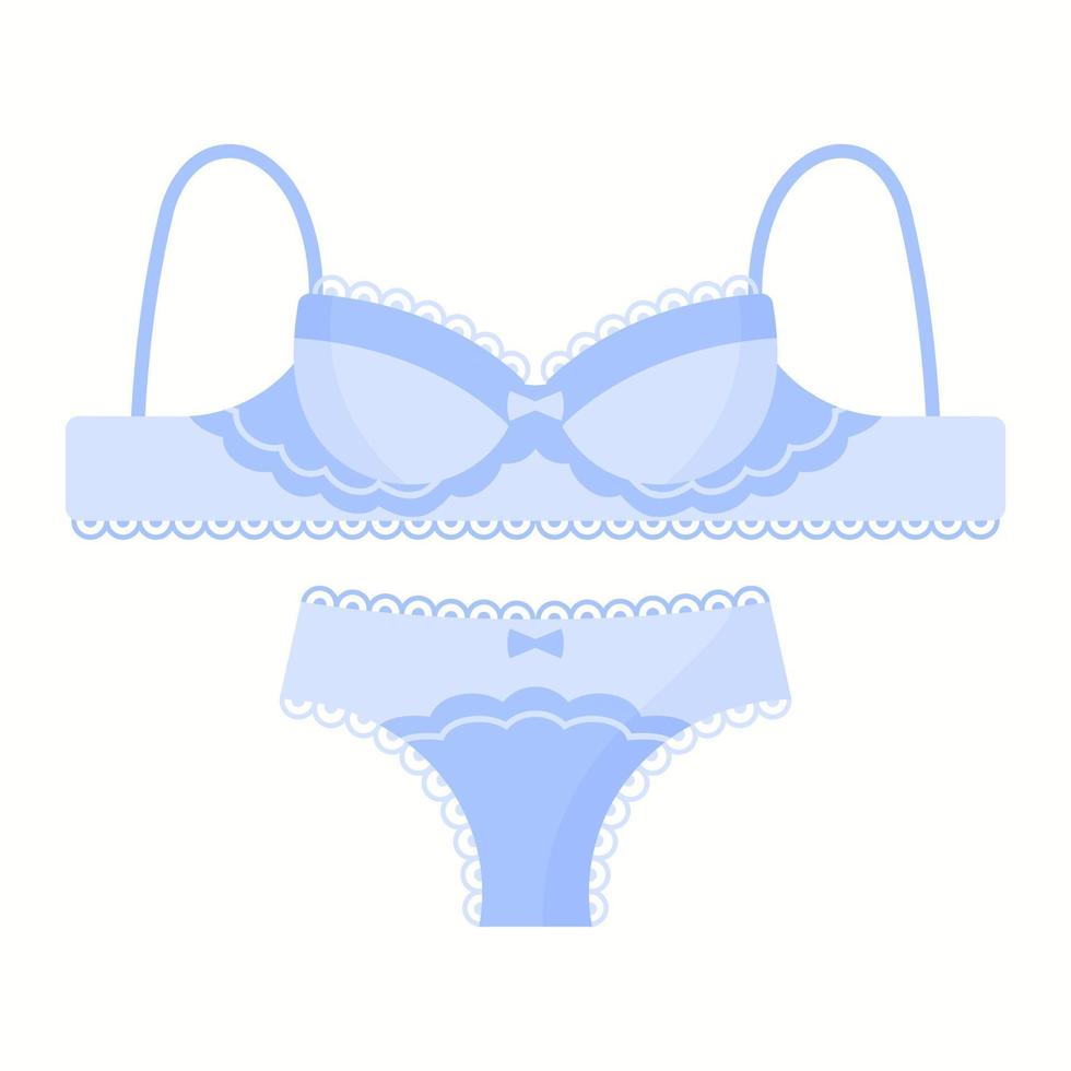 calcinha e sutiã elegante retro lingerie azul feminino. conceito de moda. vetor