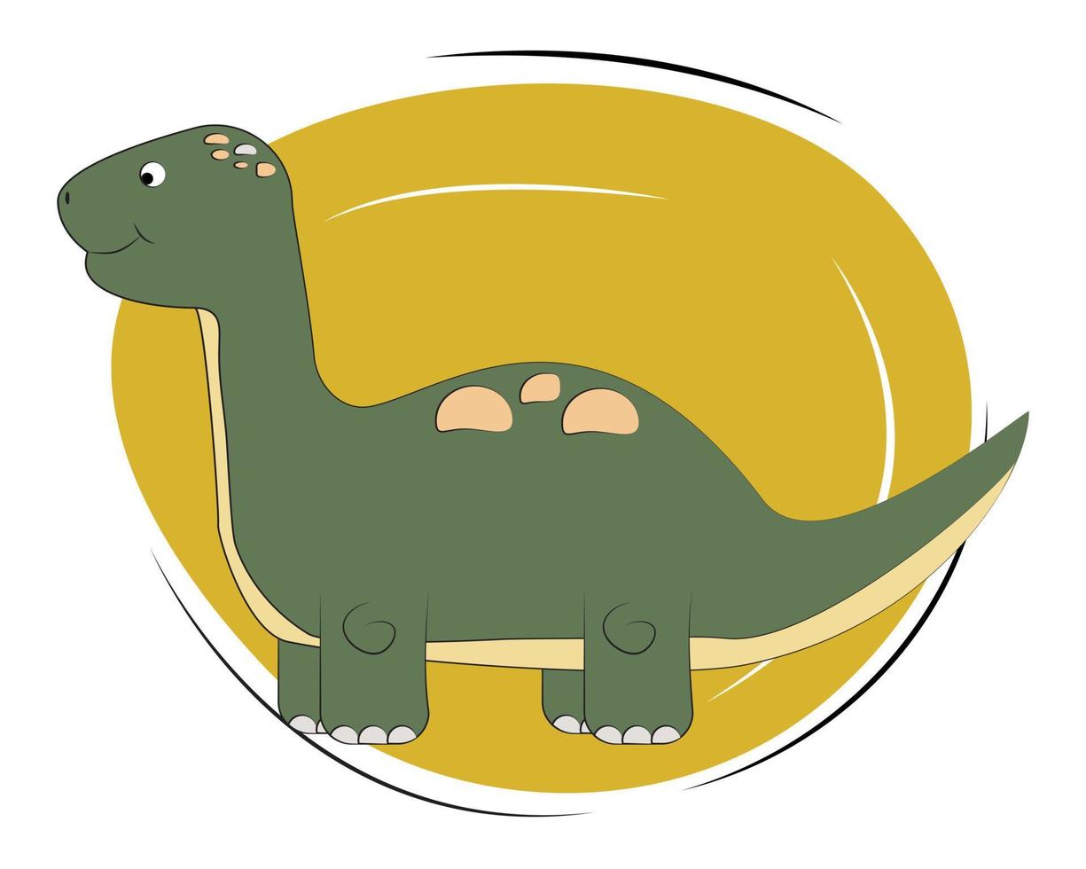 bachiosaurus. bachiosaurus fofo sobre fundo verde. Dino feliz. para impressão, pôster, cartões. vetor