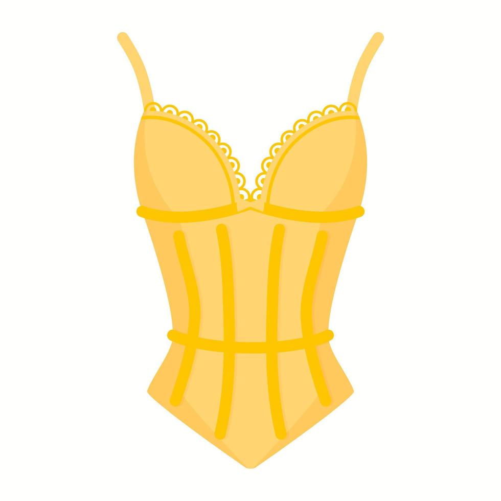 lingerie feminina espartilho de corpo amarelo. conceito de moda. vetor