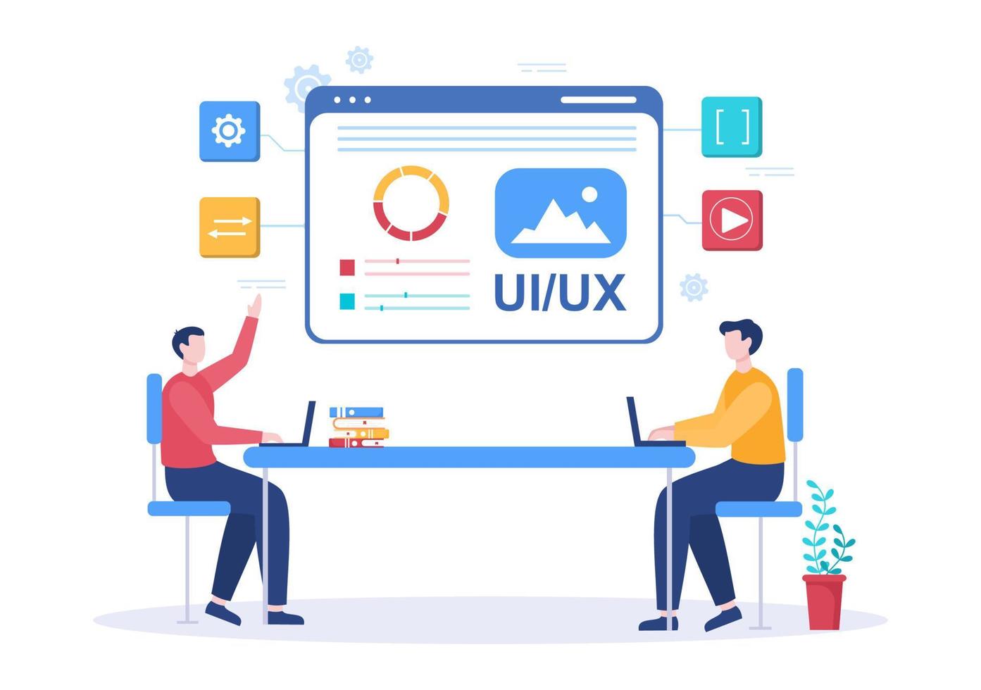 ilustração em vetor design plano de programador ui ux