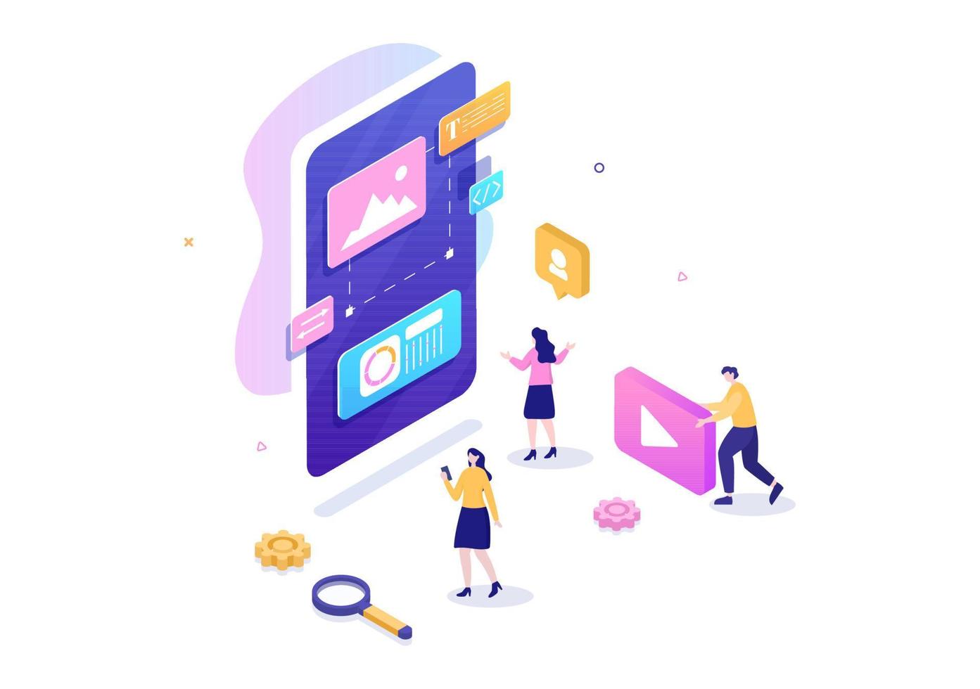 ilustração em vetor design plano de programador ui ux