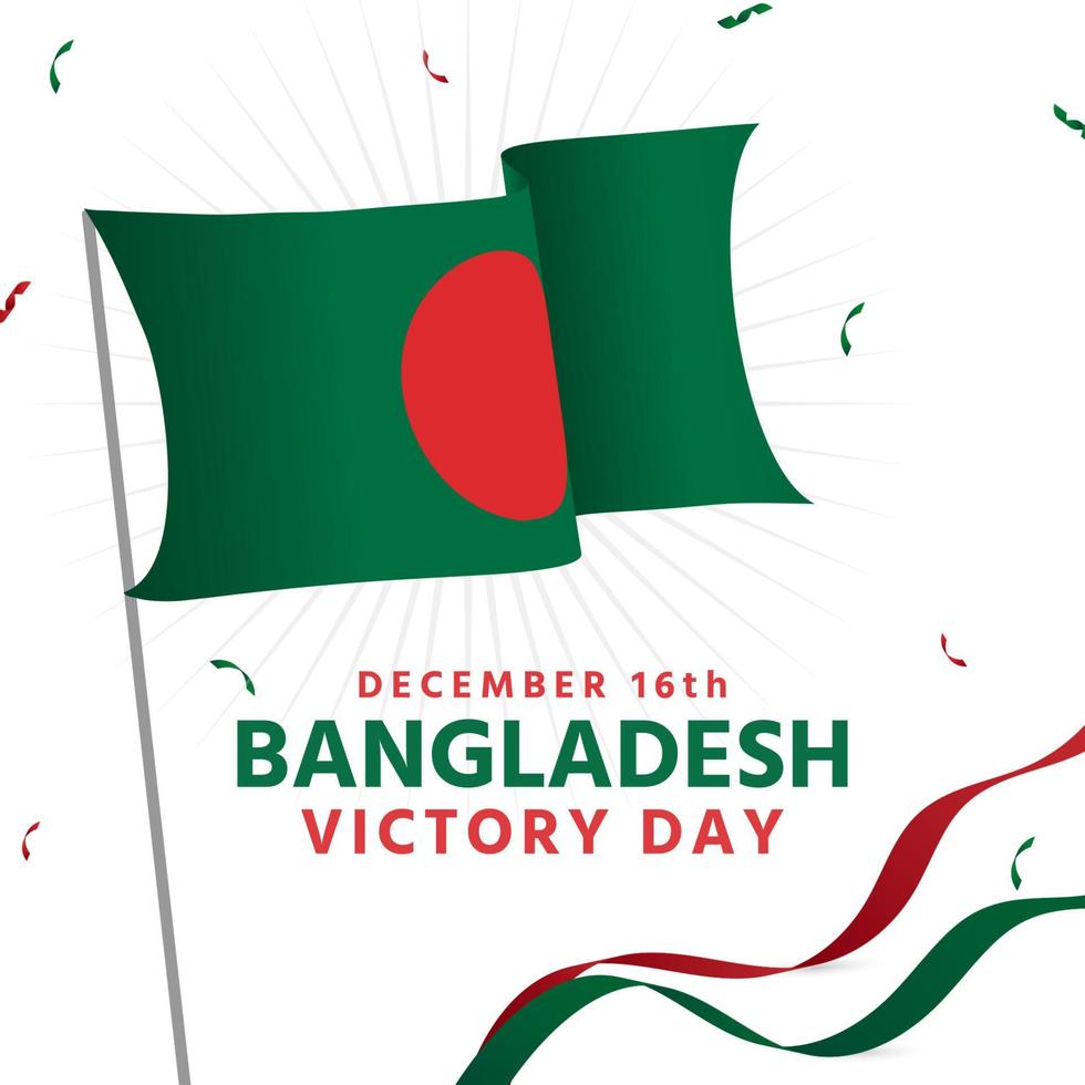 dia da vitória de bangladesh com grande bandeira vetor