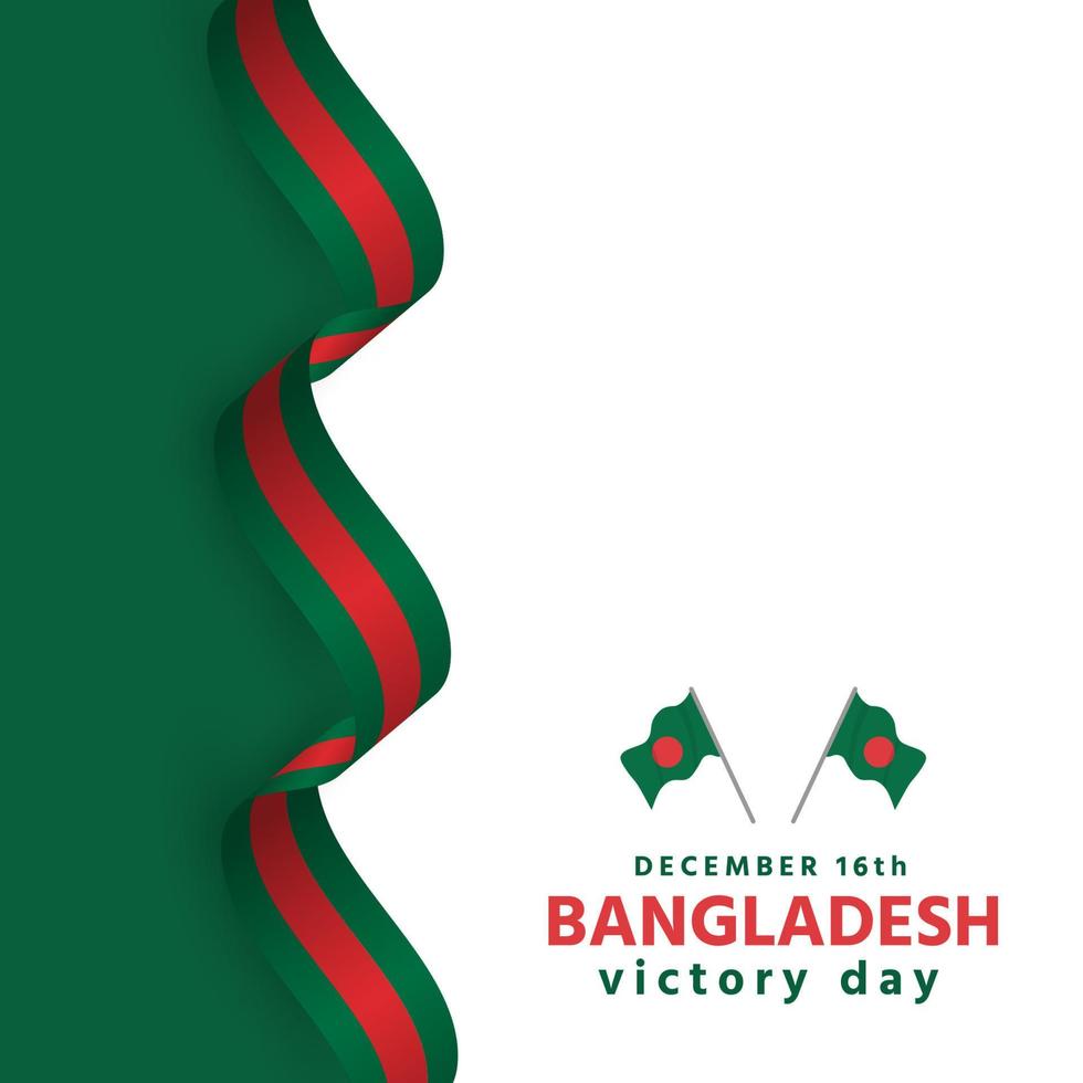 lindo dia da vitória de bangladesh linda fita verde vetor