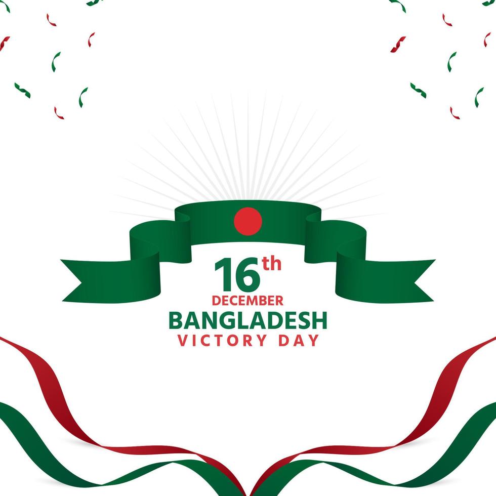 bandeira nacional do dia da vitória de bangladesh e fita verde vetor
