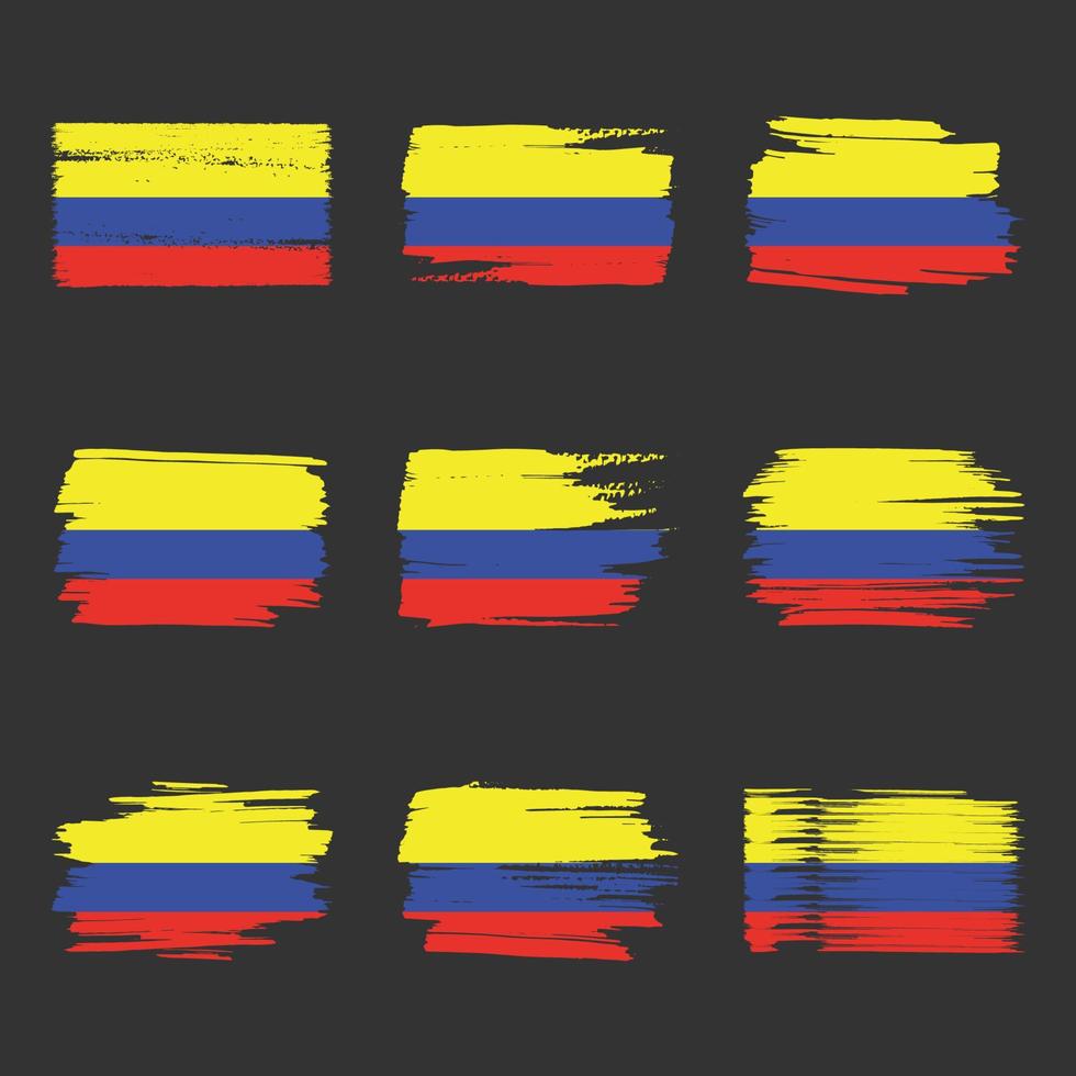 pinceladas da bandeira da colômbia pintadas vetor