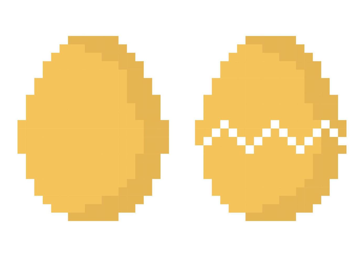 ilustração de ovo inteiro e rachado com tema de pixel vetor