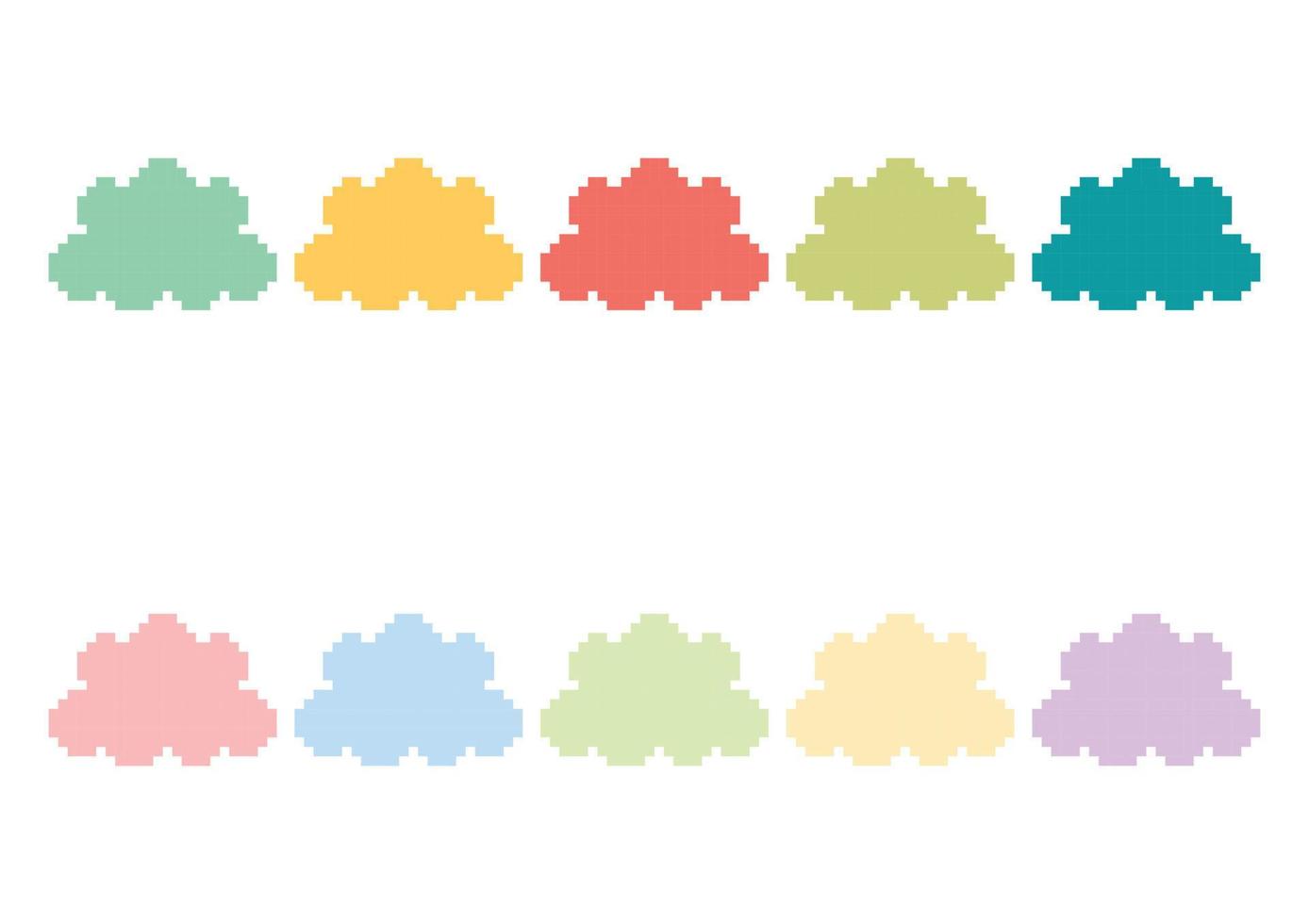 coleção de nuvens coloridas com estilo de tema de pixel vetor