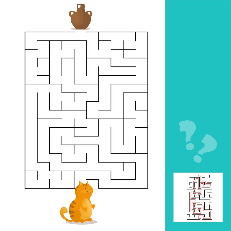 vector cartoon - jogo de labirinto ou labirinto para crianças pré-escolares com gato e leite