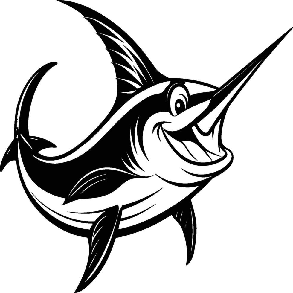 marlin peixe-espada ilustração dentro Preto clipart estilo azul marlin vetor