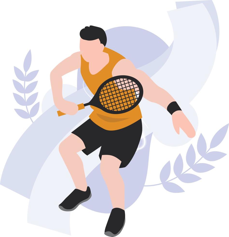 o menino participando de campeonatos e torneios de badminton. vetor