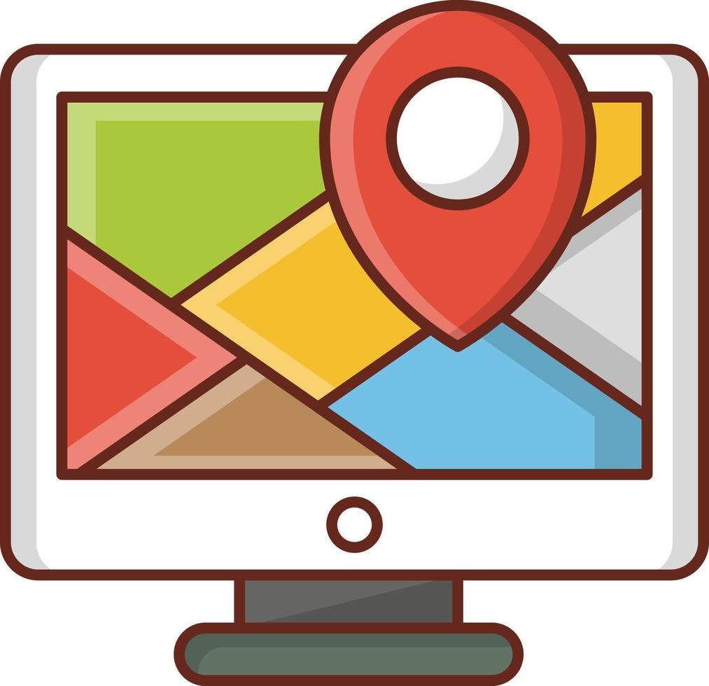 ícones de linha colorida do mapa de localização GPS vetor