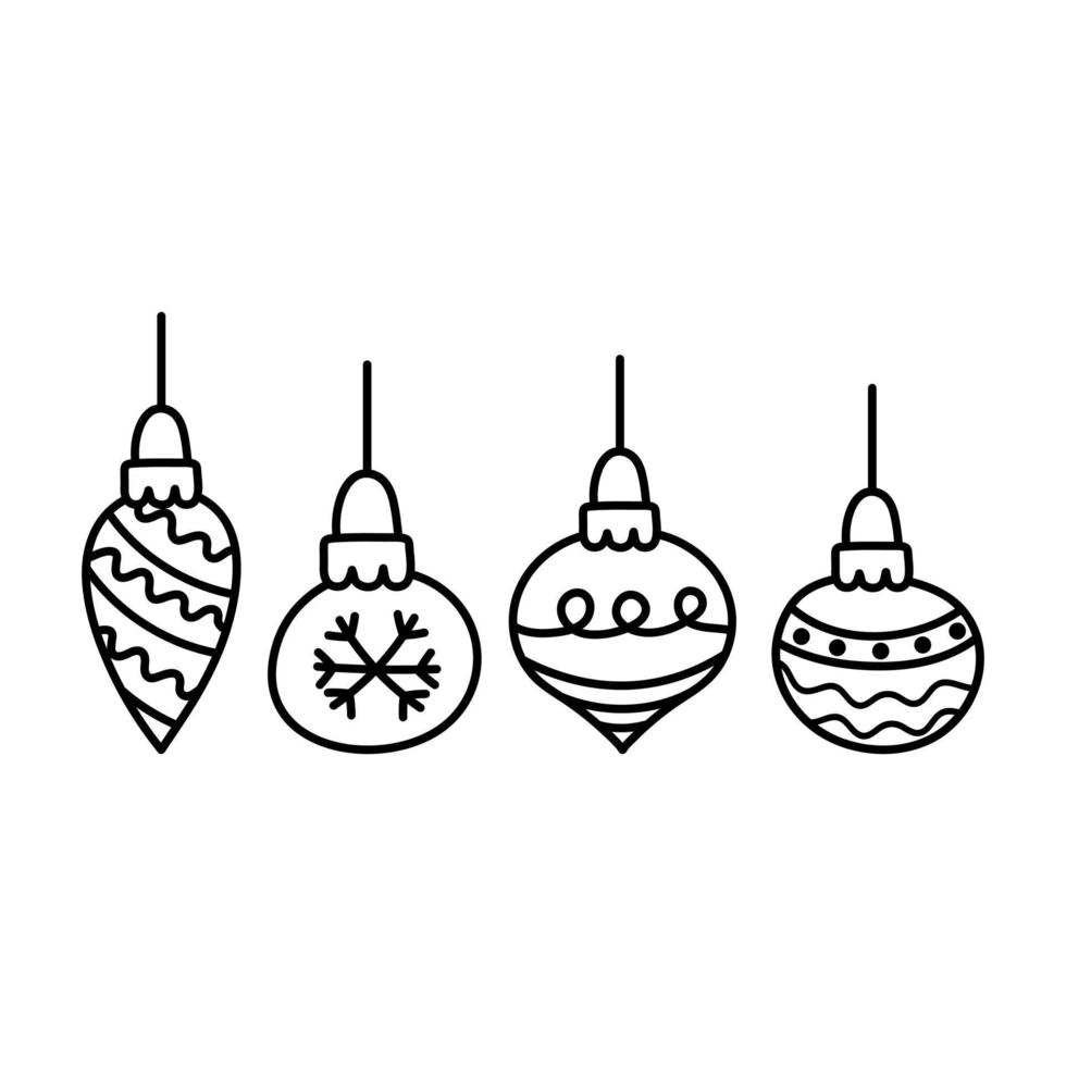 bolas de Natal em estilo doodle. vetor