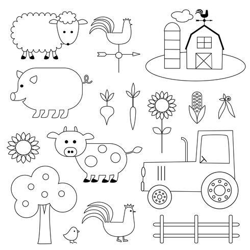 Selos digitais dos animais de exploração agrícola Clipart vetor