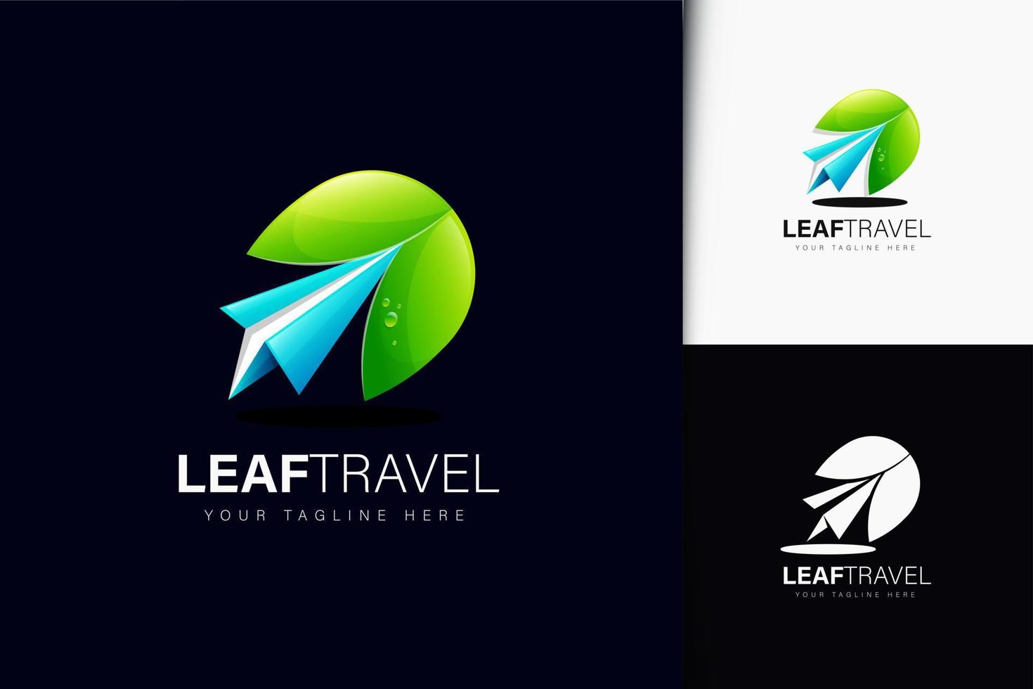 desenho de logotipo de viagens de folhas com gradiente vetor