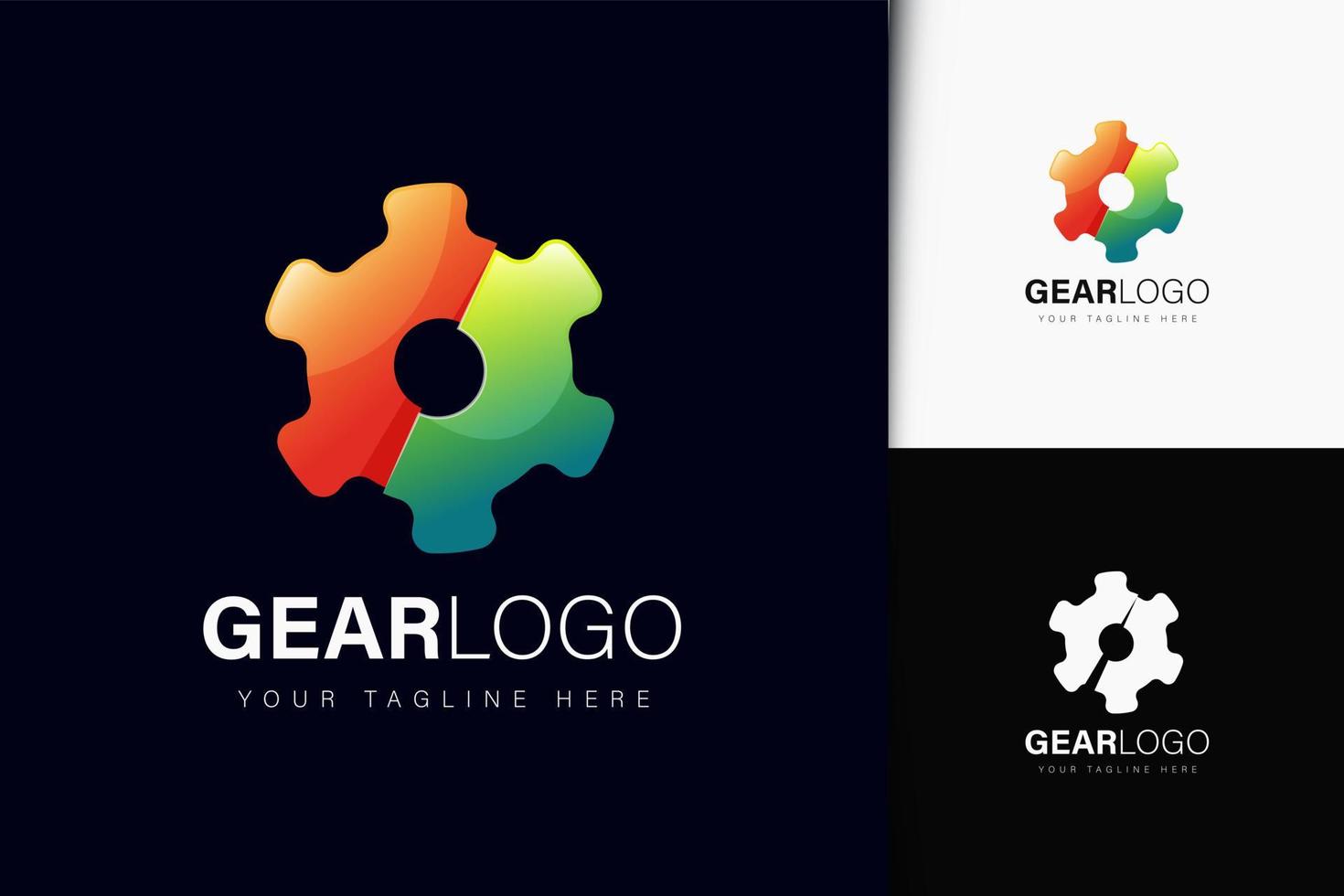 design do logotipo da engrenagem com gradiente vetor