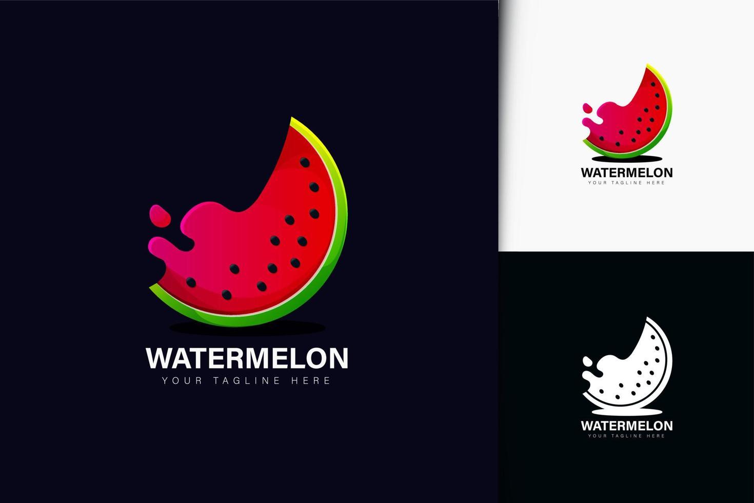 design de logotipo de melancia com gradiente vetor