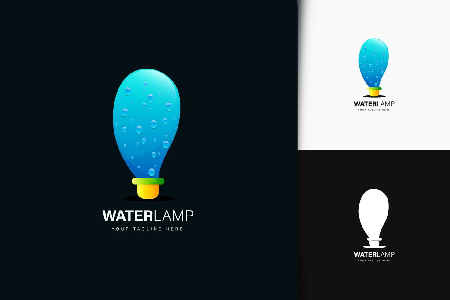 Projeto do logotipo da lâmpada de água com gradiente vetor