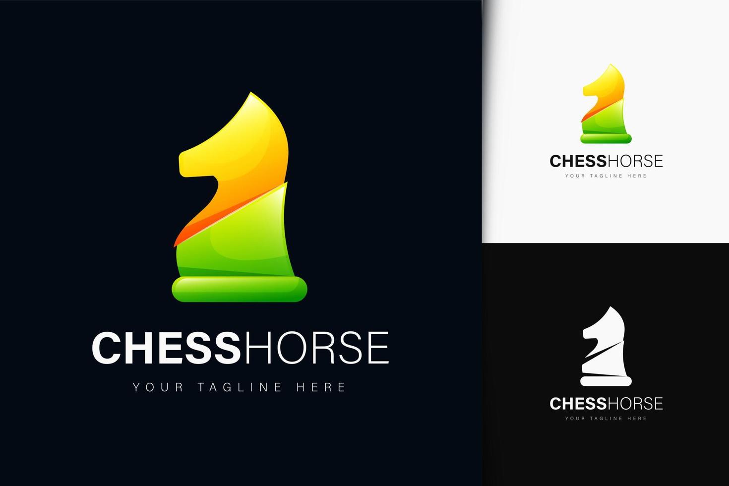 design do logotipo do cavalo xadrez com gradiente vetor