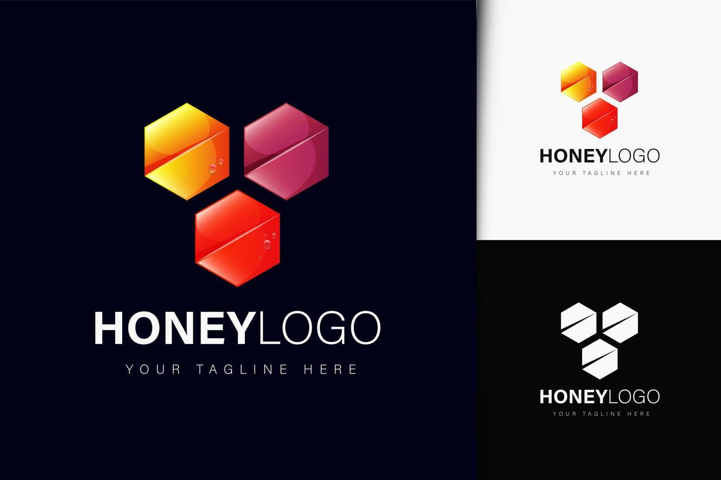 design de logotipo de mel com gradiente vetor