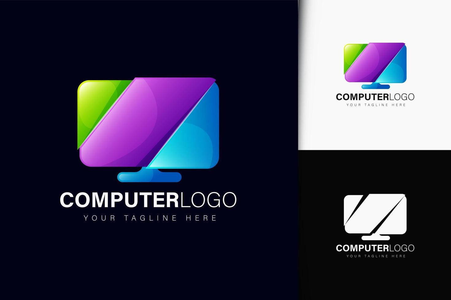 design de logotipo do computador com gradiente vetor