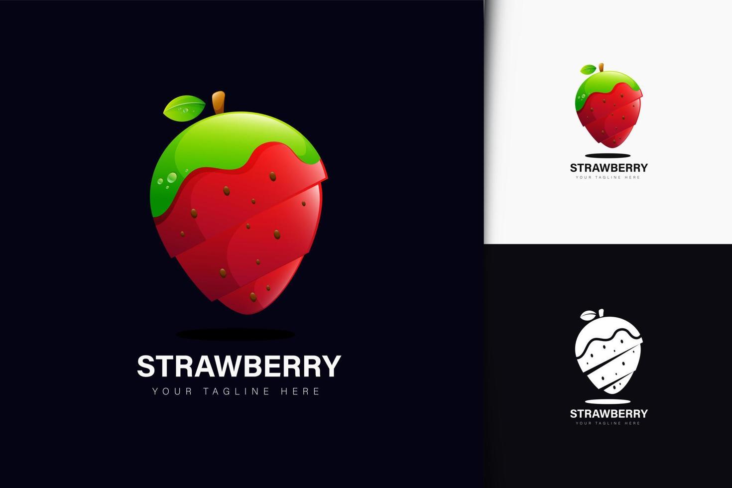 desenho de logotipo de morango com gradiente vetor