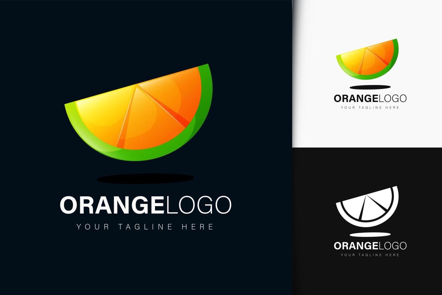 Design de logotipo de fatia de laranja com gradiente vetor