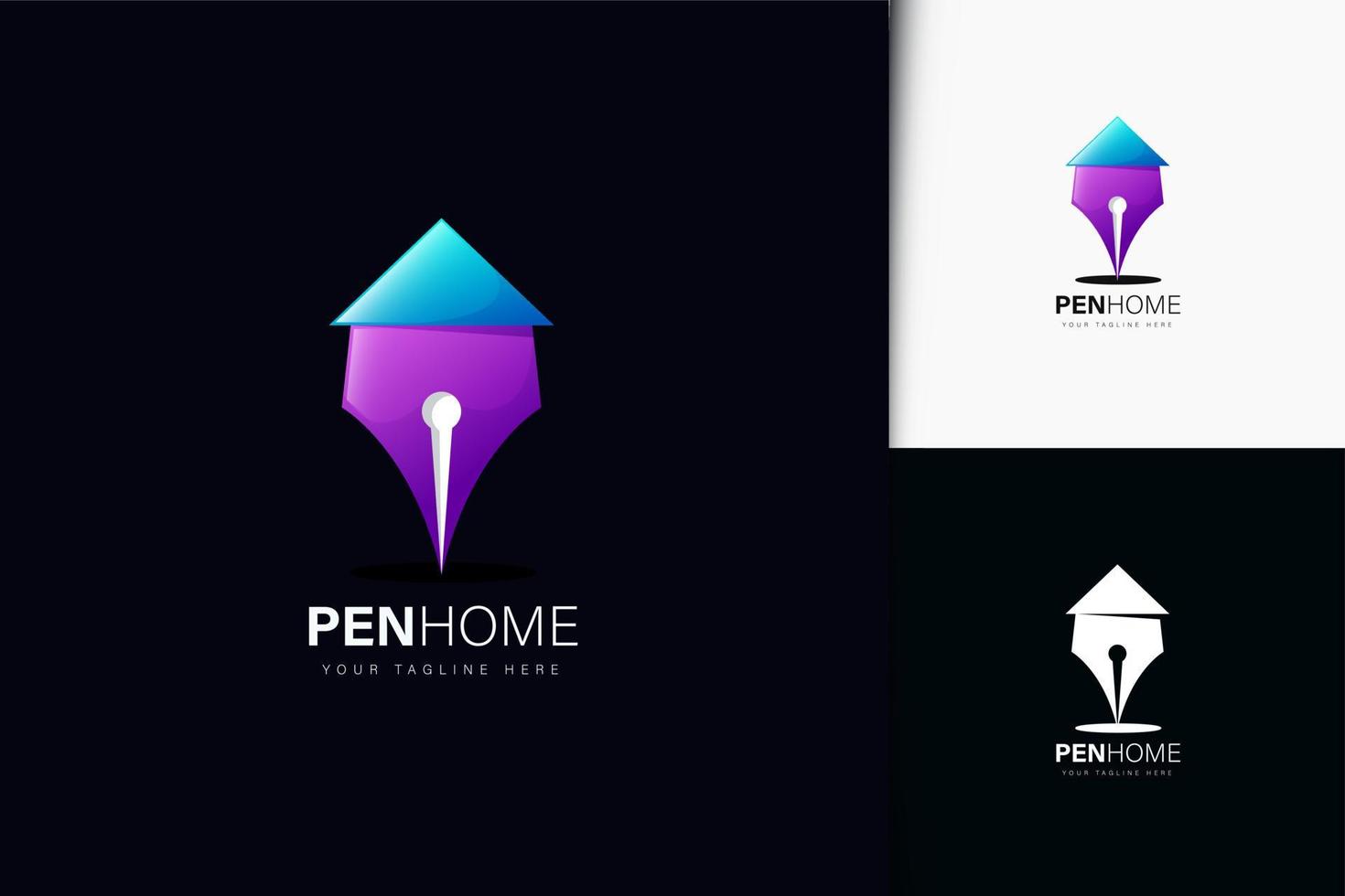 caneta design de logotipo para casa com gradiente vetor