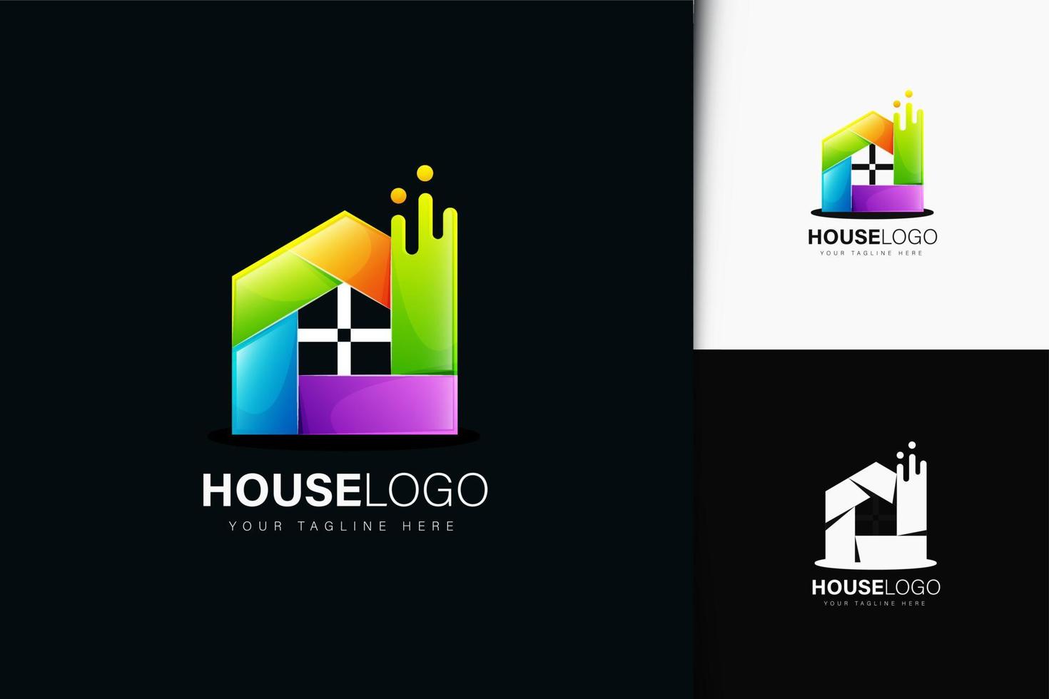 design do logotipo da casa com gradiente vetor