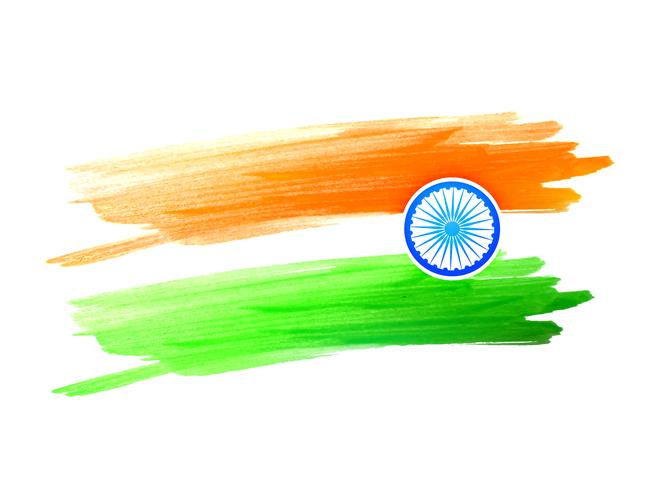 design de bandeira indiana feita com traços de cor vetor