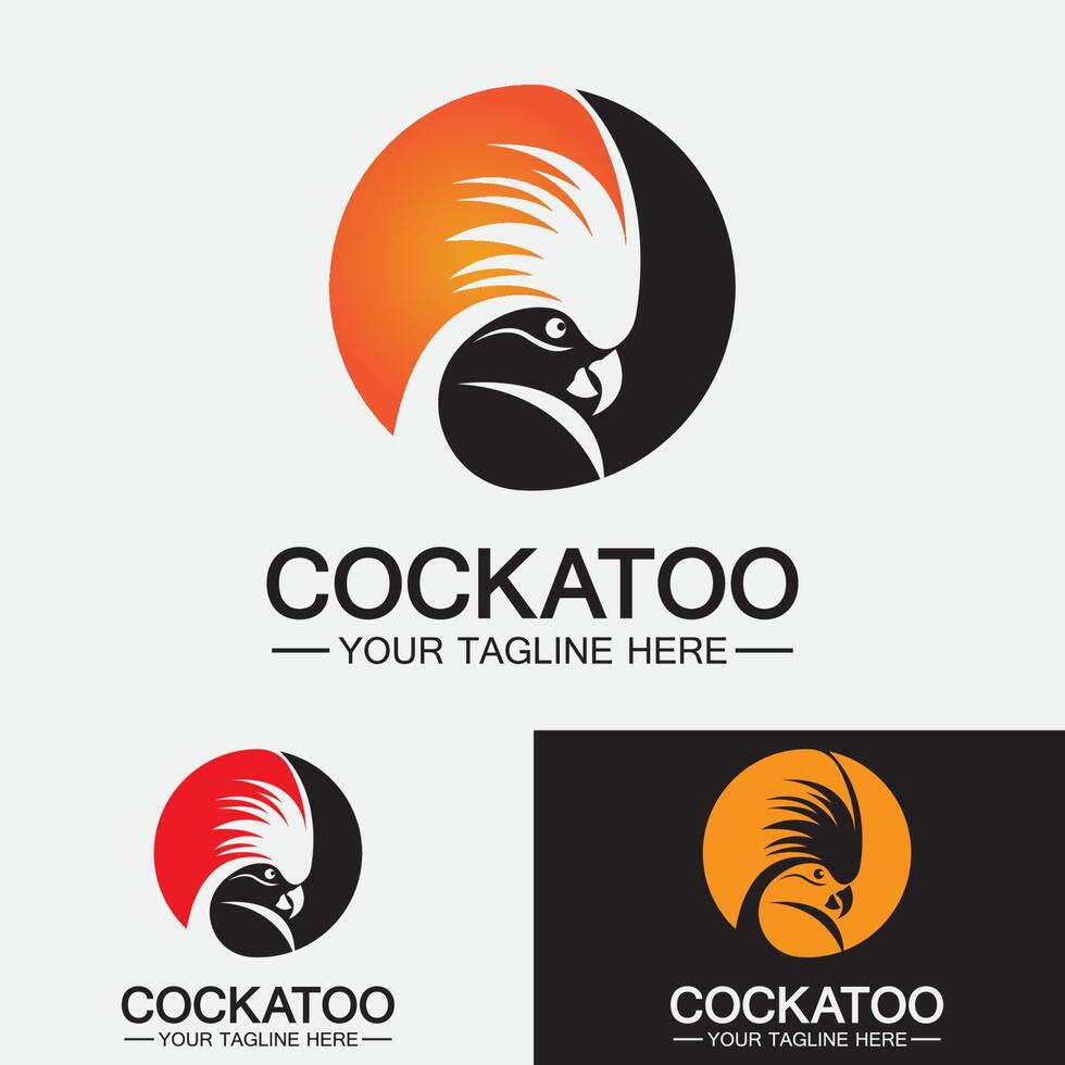 modelo de vetor de design de logotipo de pássaro cacatua papagaio
